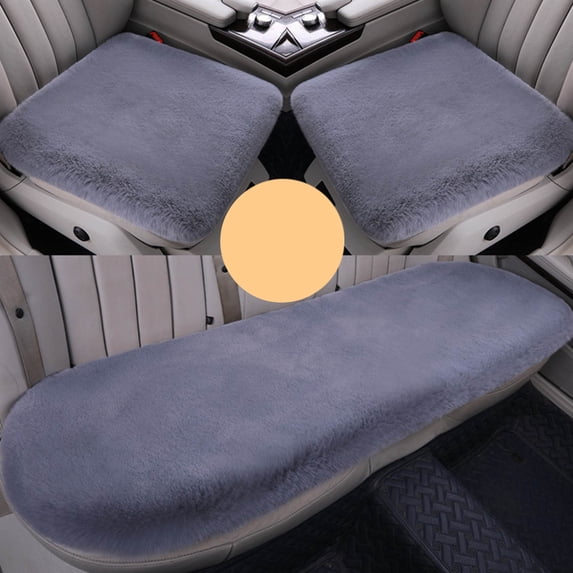 VALSEEL Car Seat Cushion 3 Sets Car Front Seat Cushion, Soft Warm Faux Rabbit Winter Auto Seat Cover, Plush Vehicle Seat Protector Pad with Non-Slip Backing, Car Accessories