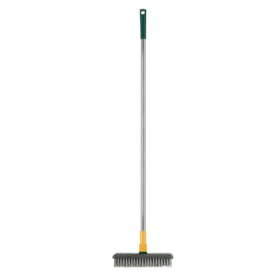 VALSEEL Cleaning Brush 2 in 1 Scalable Cleaning Floor Scrub Brush Floor Brush with Long Handle Grout Brush Scrape V-Shape Stiff Bristle Cleaning Brush with Squeegee 180° Rotating Cleaning Supplies