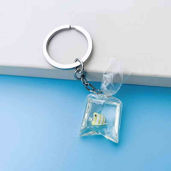 VALSEEL Clearance Clear Resin Fish Cute Resin Fish Key Chain Water Bag Fish Key Ring