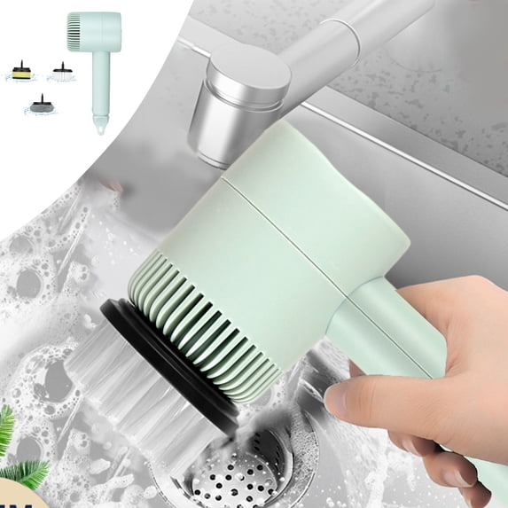 VALSEEL Clearance Multi-Function Electric Washing Machine Washing Brushes, Replaceable Rotating Head Powerful Cleaning Brush For Bathroom, Kitchen, Shower Tray And Floor