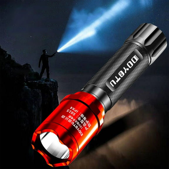 VALSEEL Clearance Outdoor Bright Torch, Rose Head Heat Sink, Non-Slip Pattern Torch, Rechargeable Bright Torch Retractable Focus Torch Aluminum Led Bright Torch, Portable Searchl
