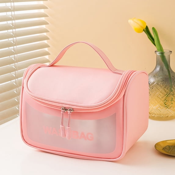 VALSEEL Clearance Translucent Cosmetic Bag, Cosmetic Bag Set Frosted Translucent PVC With Zipper Handle Portable Travel Bag, Hangable And Handy Cosmetic Bag