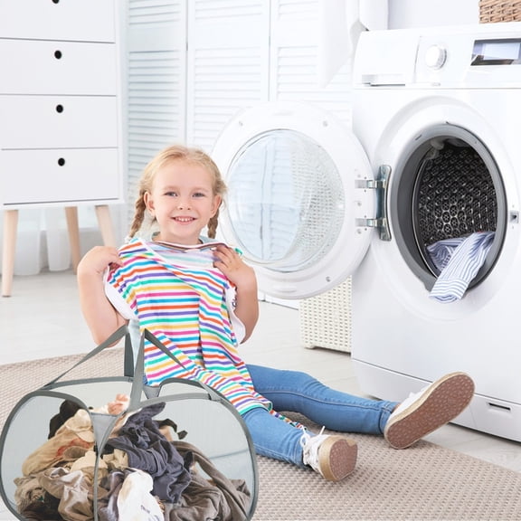 VALSEEL Collapsible Mesh Laundry Hamper With Wide Opening And Side Pocket Breathable Sturdy Foldable And Space Saving Design For Laundry Clothes And Storage