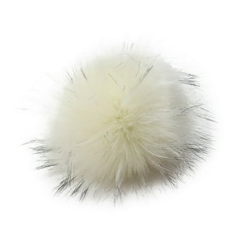 Ball with Press Button for Knitting Hat Key Charm Large Faux Raccoon Fur  Pom Pom