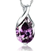 VALSEEL Fashion Purple Crystal Ladies Necklace Angel Tears Pendant Feminine Jewelry Holiday Gift