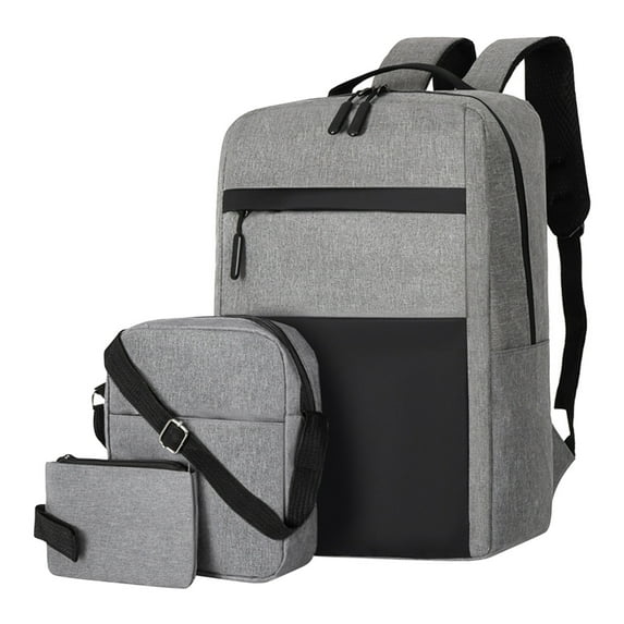 VALSEEL School Backpack Fashion Three-piece Backpack Male Business Usb Charging Laptop Bag High-capacity Students Bag Laptop Backpack, Gray