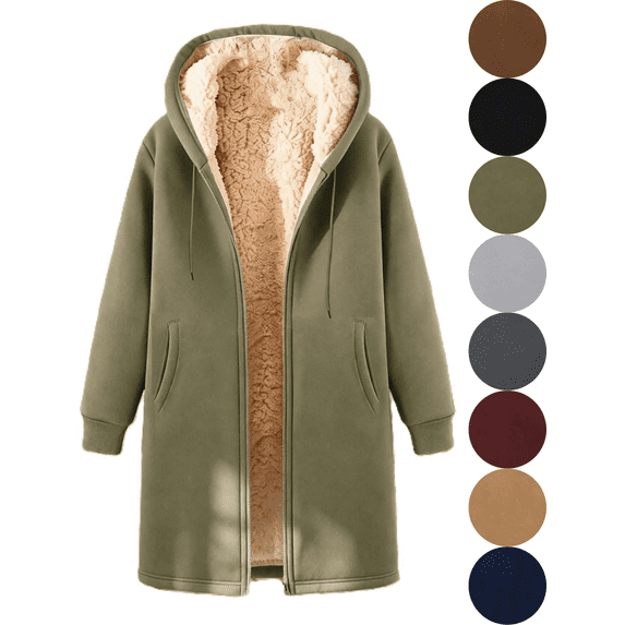 VALSEEL Fleece Hoodie Men Long-Style Plus Size Winter Men Hoodies Zip Up with Pocket Long Sleeve Warm Hooded Jacket Coat for Men Army Green M