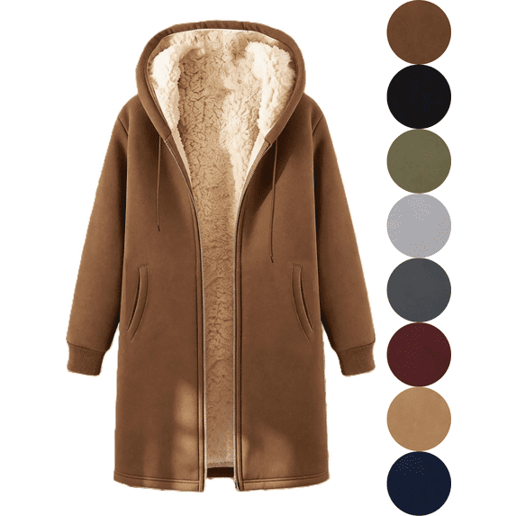 VALSEEL Fleece Hoodie Men Long-Style Plus Size Winter Men Hoodies Zip Up with Pocket Long Sleeve Warm Hooded Jacket Coat for Men Brown 3XL
