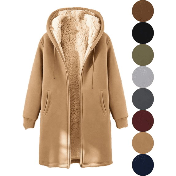 VALSEEL Fleece Hoodie Men Long-Style Plus Size Winter Men Hoodies Zip Up with Pocket Long Sleeve Warm Hooded Jacket Coat for Men Khaki L