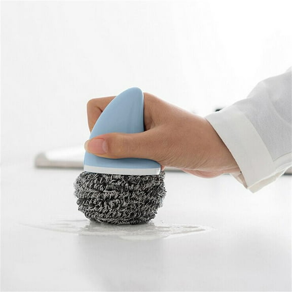 VALSEEL Handle Stainless Steel Wire Ball Kitchen Brush Dish Cleaning Tools
