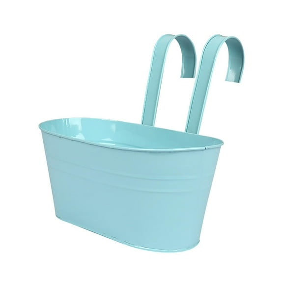 VALSEEL Hanging Flower Pot, 9.8 Inch Metal Iron Wall Flower Pot Indoor And Outdoor, Used For Fence, Balcony, Garden, Home Decoration With Detachable Hooks