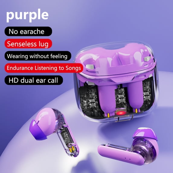 VALSEEL Headphones Wireless Bluetooth, Bluetooth Headset Transparent Machine Compartment Wireless Two-ear Low-latency Game Headset, Gaming Headphones