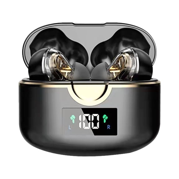 VALSEEL Headphones Wireless Bluetooth, In-ear 5.0 Double-moving Ring Four-speaker Subwoofer Bluetooth Headset with Rotating Display