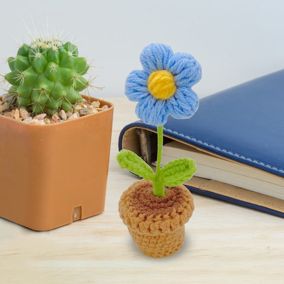 VALSEEL Home Decor Handmades Knitted Flowers Woven Potted Flowers, Rose Crochets, Self-made Simulated Flower Office Decorations, Finished Wool Products Ornaments