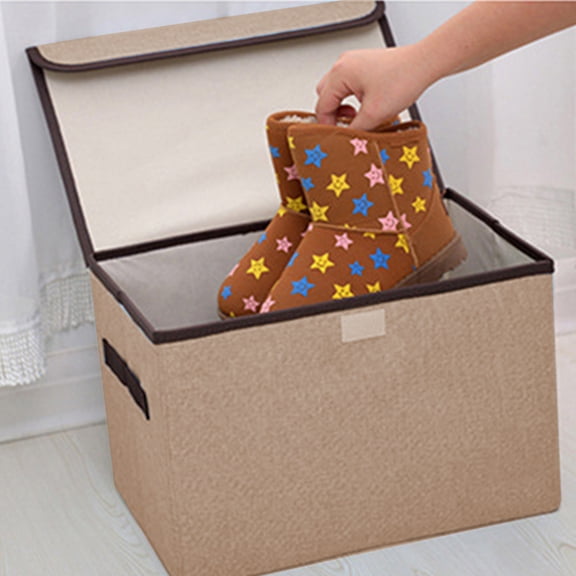 VALSEEL Home Storage ClearanceLarger Storage Cubes Foldable Storage Box With Lid, Collapsible Storage Bin Organizer Basket With Sturdy Handles For Closet