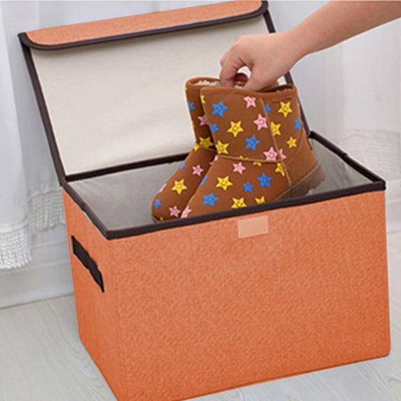 VALSEEL Home Storage ClearanceLarger Storage Cubes Foldable Storage Box With Lid, Collapsible Storage Bin Organizer Basket With Sturdy Handles For Closet