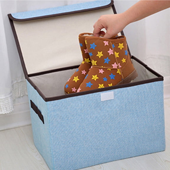 VALSEEL Home Storage ClearanceLarger Storage Cubes Foldable Storage Box With Lid, Collapsible Storage Bin Organizer Basket With Sturdy Handles For Closet