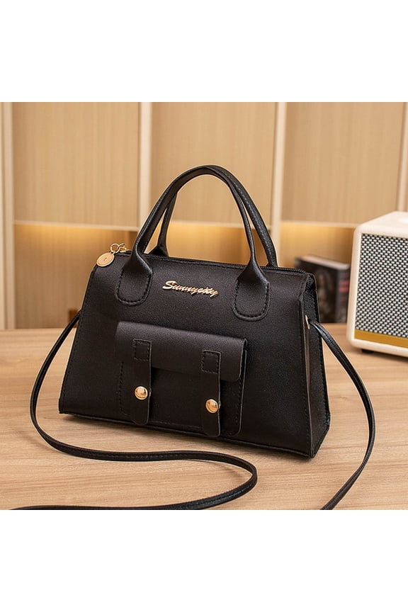 Home Storage ClearanceWomen's Shoulder Bag Fashion New Pattern Solid Handbag Shoulder Bag Dual Purpose High Capacity Zipper Bag