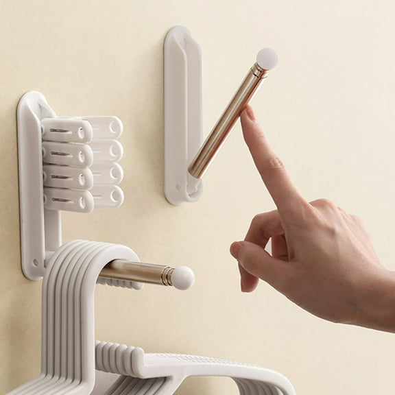 VALSEEL Home Storage Foldable Clothes Hanger Storage Rack Balcony Bathroom Sorting Non Punching Scalable Wall Hanging Telescopic Hook Clothes Hanger Storage Rack