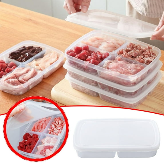VALSEEL Kitchen Food Storage Refrigerator Box Divided Sealed Box Scallion Ginger Garlic Prepared Vegetable Storage Organizer