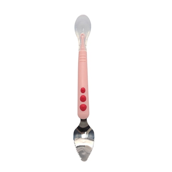 VALSEEL Kitchen Gadgets Baby Fruit Scraper Spoon Stainless Steel Double Head Food Grade Fruit Supplement Children's Tableware