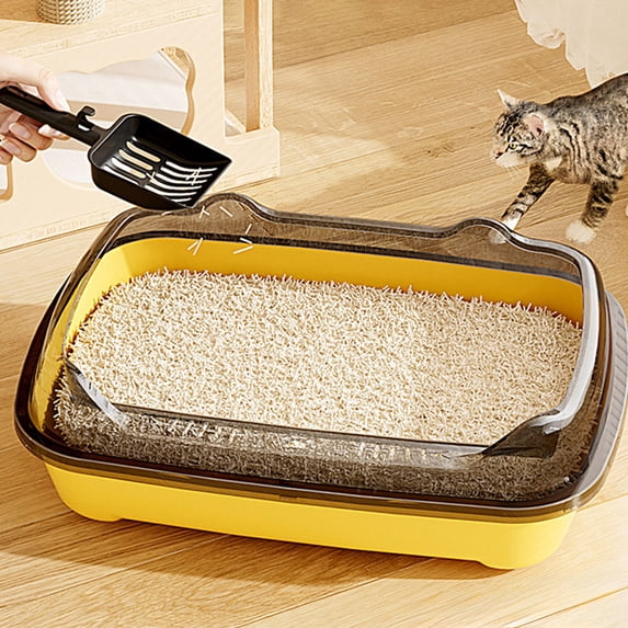 Large Cat Litter Box, Spillage Proof Anti-Banding Out, Pet Supplies (No Shovel), Yellow TOPRenddon