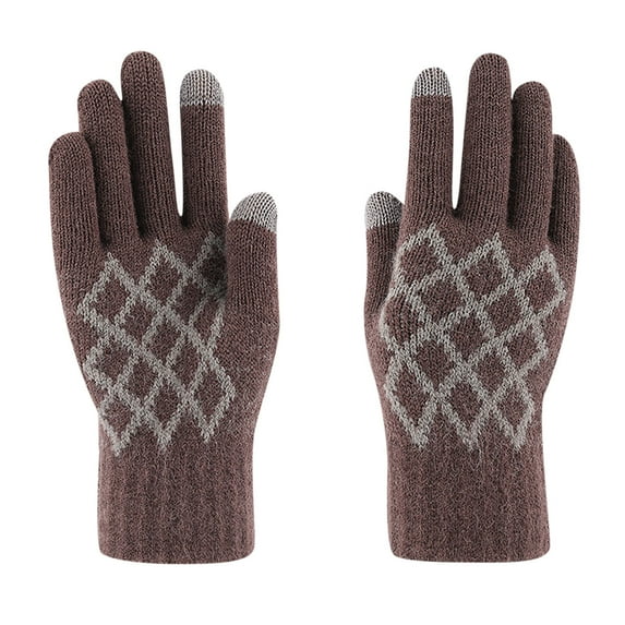 VALSEEL Men Winter Warm Gloves Touchscreen Casual Stretch Thick Kinitted Windproof Gloves Five-Finger Gloves