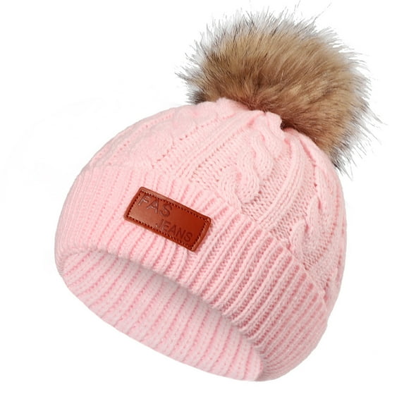 VALSEEL NEW 1-11 Years Old For Girls Boys Kids Winter Beanie Hat Warm Knit Thick Ski Cap With Fluff Ball