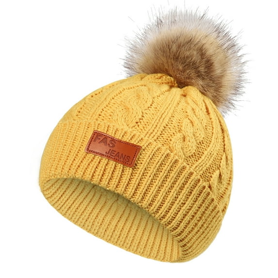 VALSEEL NEW 1-11 Years Old For Girls Boys Kids Winter Beanie Hat Warm Knit Thick Ski Cap With Fluff Ball