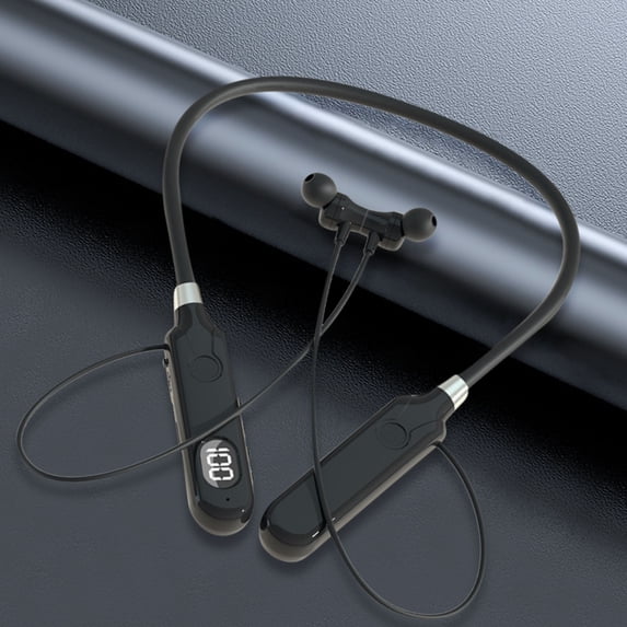 VALSEEL Neckband Bluetooth Headphones, Hanging Neck Bluetooth Earphone Wireless Magnetic Absorber New Private Model with Digital Display Ultra Long Range Bluetooth Earphone