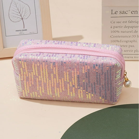 VALSEEL New Embroidered Sequin Makeup Bag with Large Capacity High Appearance Cute Portable Storage Bag Washing Bag Cosmetic Bags