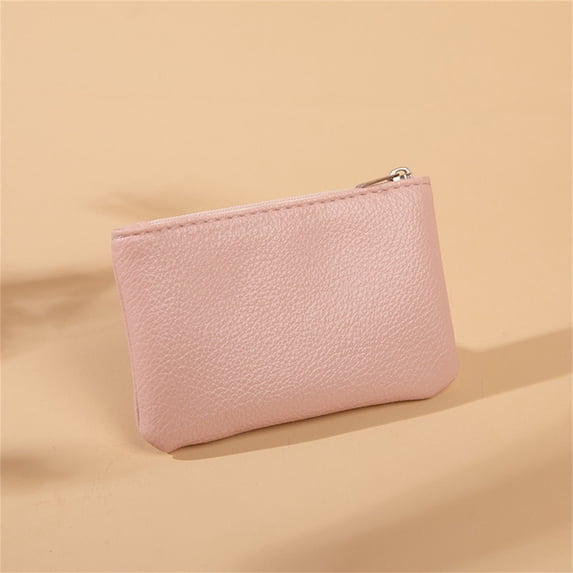 VALSEEL New Lychee Pattern Zipper Coin Purse Ultra-thin Short Card Coin Key Organizer Pouch Bag