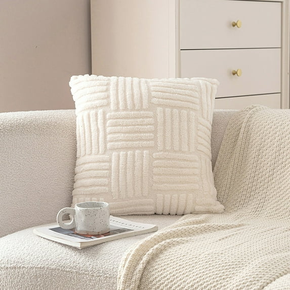 VALSEEL Pillow Covers 18x18 Pillowcase with Striped Concealed Zip Removable Breathable and Warm No Deformation Solid Colour Cushion Cover Pillowcase