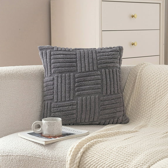 VALSEEL Pillow Covers 18x18 Pillowcase with Striped Concealed Zip Removable Breathable and Warm No Deformation Solid Colour Cushion Cover Pillowcase