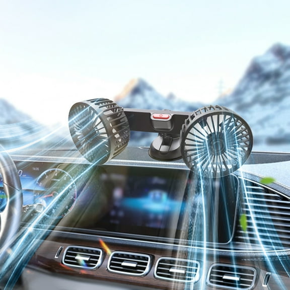 VALSEEL Portable Fan Suction Cup Double Head Car Mounted Fan USB Automotive Universal Fan Can Be Available for Office and Home Use 360 Degree Adjustable