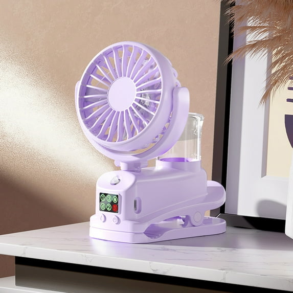 VALSEEL Rechargeable Fan Multifunctional Clip Spray USB Charging Big Wind Mute 360 Degree Rotating Mini Fan