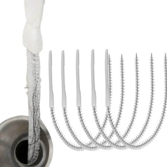 VALSEEL Remover Tool,5 Pack ,Sewer Cleaner Sticks for Sink, Pipe and Tub , Plumbing Unclogger Tool for Clogged Drains in Shower, Hair Catcher for Bathroom, Kitchen Hair Brush Cleaning Supplies