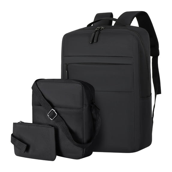 VALSEEL School Backpack Fashion Three-piece Backpack Male Business Usb Charging Laptop Bag High-capacity Students Bag Laptop Backpack, Black