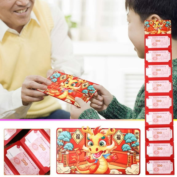 VALSEEL Storage Clearance 2024 Dragon Folding Red Envelope Spring Festival Special Pressure Package