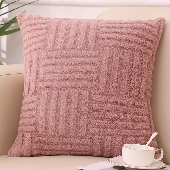 VALSEEL Throw Pillow Covers Furry Pillow Set Shu Cotton Velvet Living Room Sofa Cushion Office Backrest Lumbar Pillow Cushion