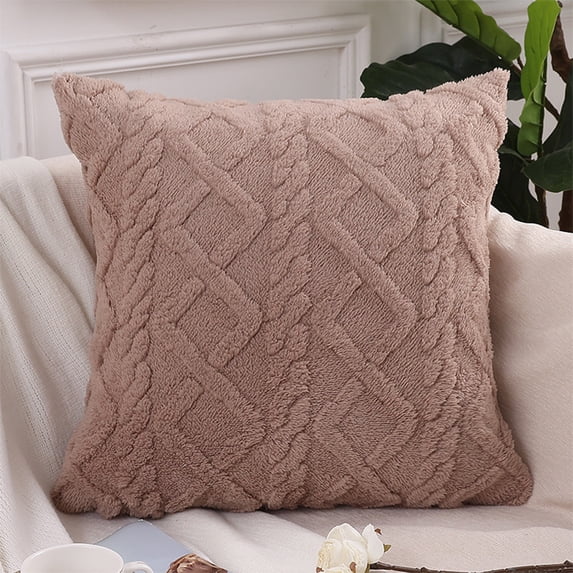 VALSEEL Throw Pillow Covers Furry Pillow Set Shu Cotton Velvet Living Room Sofa Cushion Office Backrest Lumbar Pillow Cushion