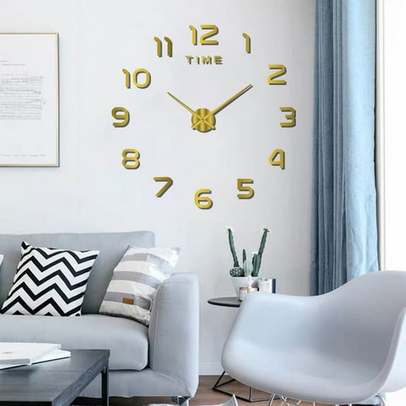 VALSEEL Wall Decor Frameless Large DIY Wall Mute Clock Frameless Mirror Wall Clock for Living Room Home Office Decoration Stickers 60CM Wall Art