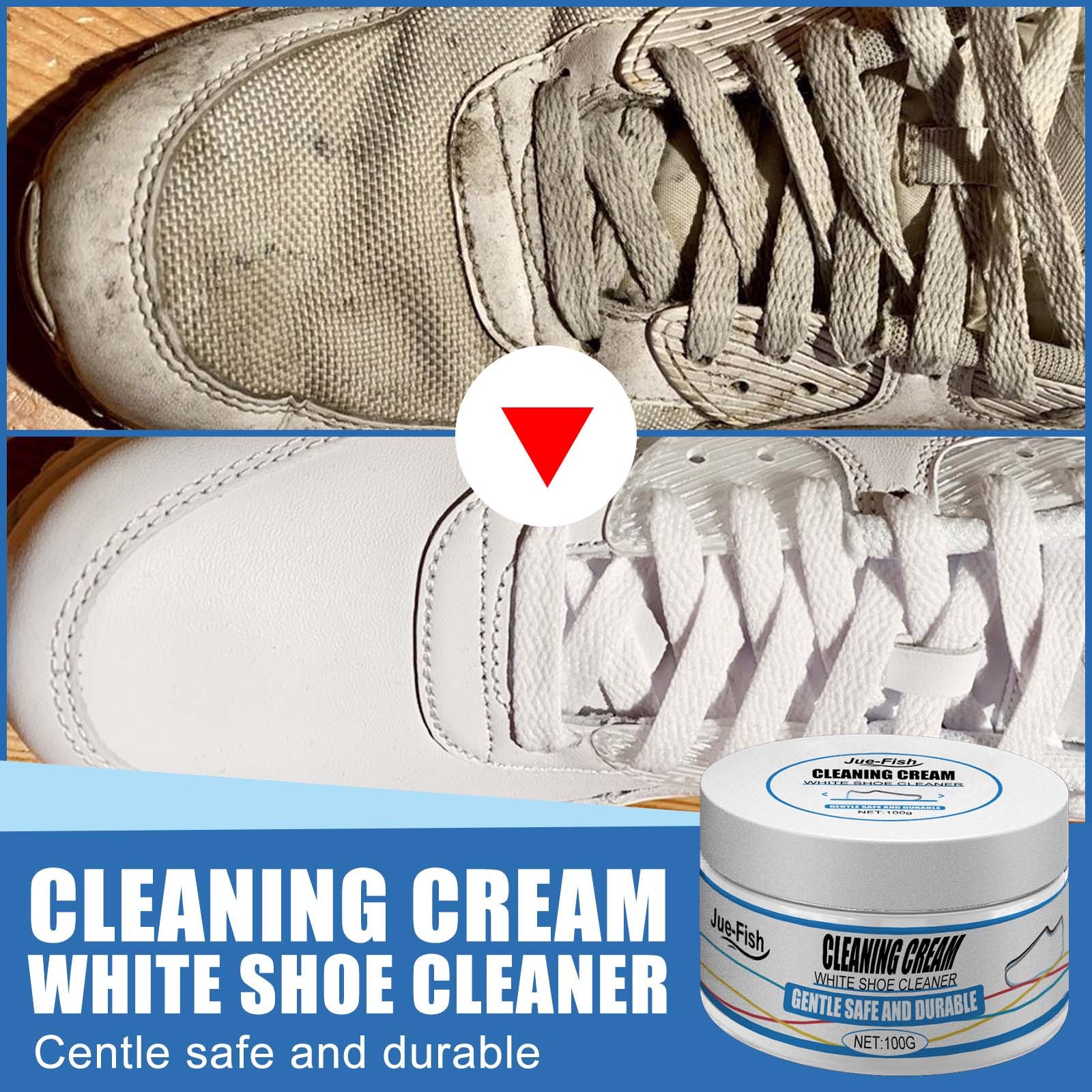 Crème Nettoyante Multifonction Blanche Pour Chaussures – Nettoie Sans Eau, Avec éponge Et Brosse