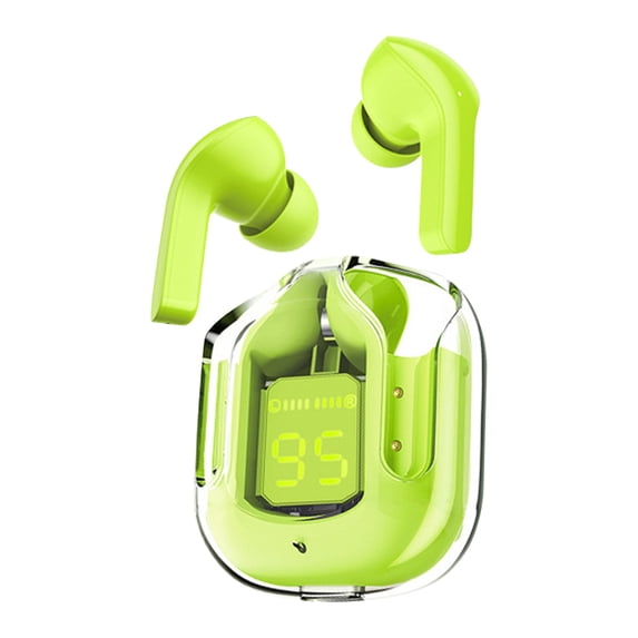 VALSEEL Wireless Earbuds Crystal Earbuds,Transparent Digital Display Wireless Bluetooth Headset Bilateral Stereo Bass Copper Ring Speaker With Charging Bin
