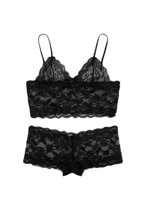 Babysbule Lingerie for Women Clearance Women's Sexy Lingerie Set Floral  Print Lace Underwear Solid Color Spaghetti Bra