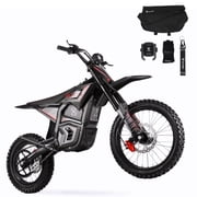 VALTINSU EM5 PRO 60V Electric Dirt Bike w/Light & Display, Off-Road Motorcycle 5600W 3 Speed Modes Max 52MPH Range 60 MI,17"/14" Tires,Dual Suspension & Hydraulic Brakes Fit Age 15+ W/Accessories