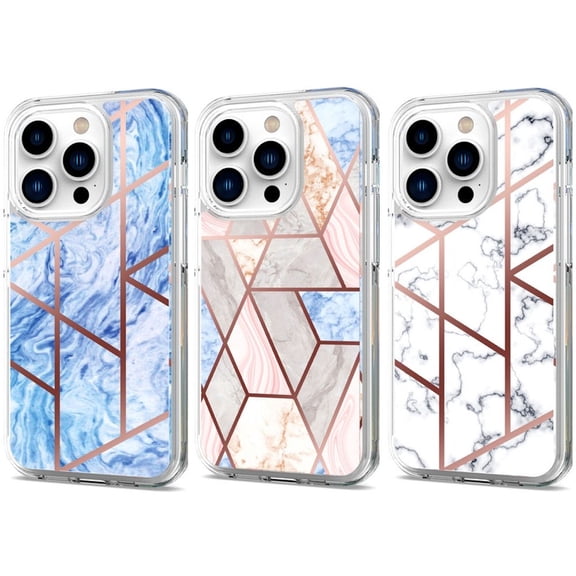 VALUE 3-PACK Marble Series Dual Layer Designer Case (B) for iPhone 15 Pro