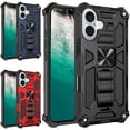 thumbnail image 1 of VALUE 3-PACK Military Grade Tough Ultra Rugged Hybrid Case with Kickstand for iPhone 16 Plus - Black Blue Red, 1 of 5