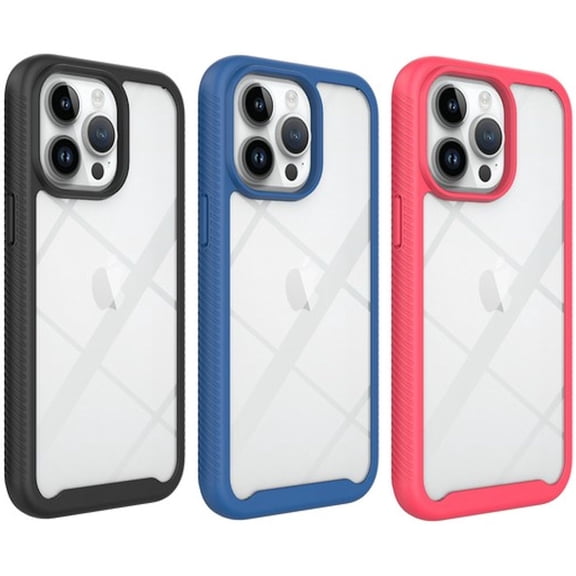 VALUE 3-PACK Military Grade Transparent Armor Case for iPhone 15 Pro - Black Blue Pink