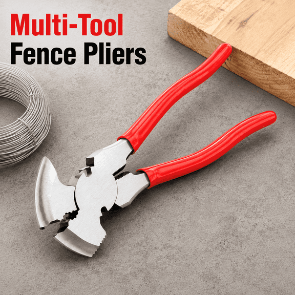 VALUNE 10 Inch Heavy Duty Multi Fencing Pliers, Multifunctional Barbed Wire Tool with Cutter, Hammer, Nail & Staple Puller for Fence Installation